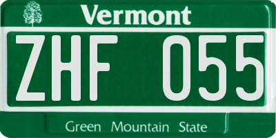 VT license plate ZHF055