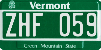 VT license plate ZHF059