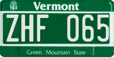 VT license plate ZHF065