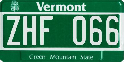 VT license plate ZHF066