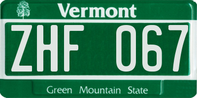 VT license plate ZHF067