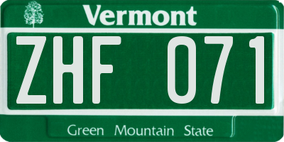 VT license plate ZHF071