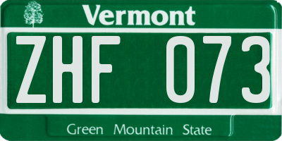 VT license plate ZHF073