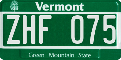 VT license plate ZHF075