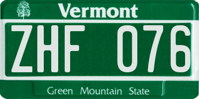 VT license plate ZHF076
