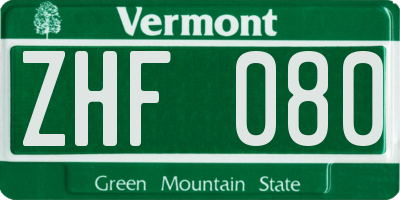 VT license plate ZHF080