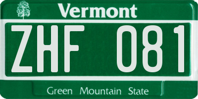 VT license plate ZHF081