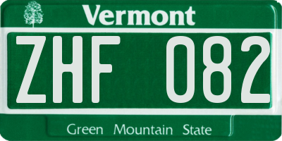 VT license plate ZHF082