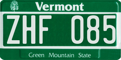 VT license plate ZHF085