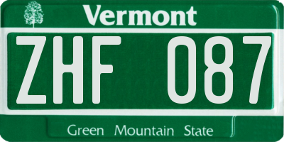 VT license plate ZHF087