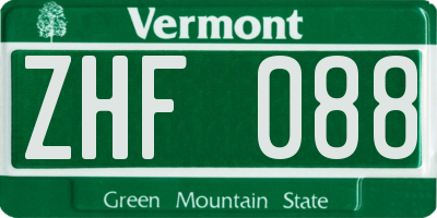 VT license plate ZHF088