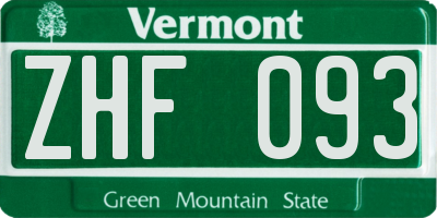 VT license plate ZHF093
