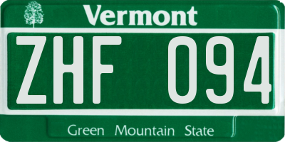 VT license plate ZHF094