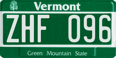 VT license plate ZHF096