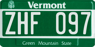VT license plate ZHF097