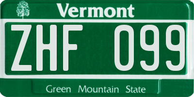 VT license plate ZHF099