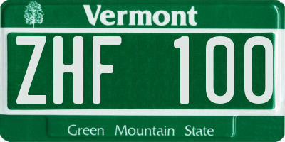 VT license plate ZHF100