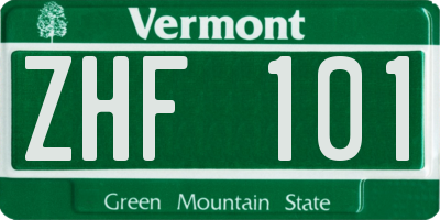 VT license plate ZHF101