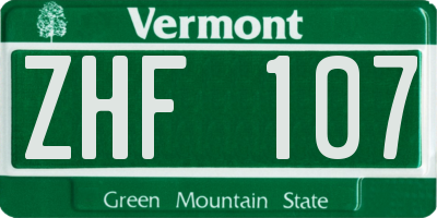 VT license plate ZHF107