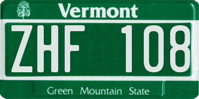 VT license plate ZHF108