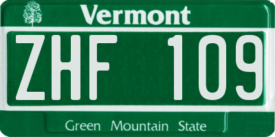 VT license plate ZHF109