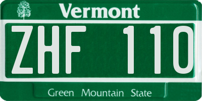 VT license plate ZHF110