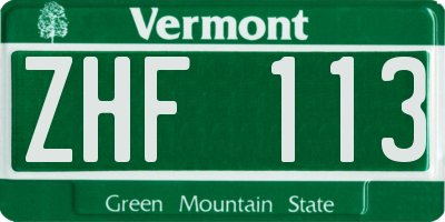 VT license plate ZHF113