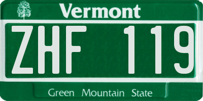 VT license plate ZHF119