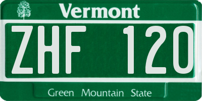 VT license plate ZHF120
