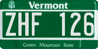 VT license plate ZHF126