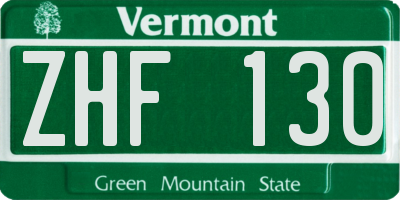 VT license plate ZHF130
