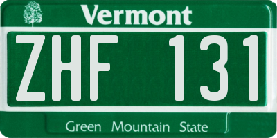 VT license plate ZHF131
