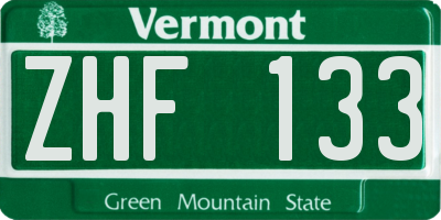 VT license plate ZHF133
