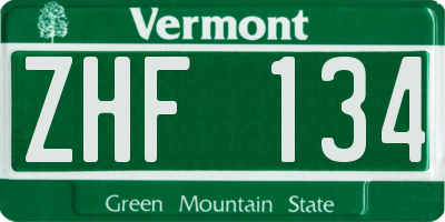 VT license plate ZHF134