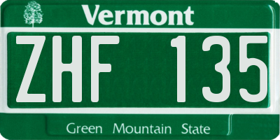 VT license plate ZHF135