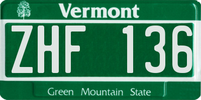 VT license plate ZHF136
