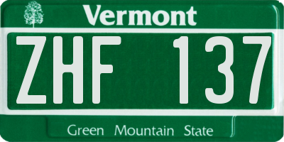 VT license plate ZHF137