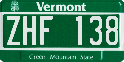 VT license plate ZHF138