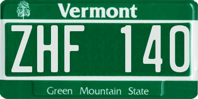 VT license plate ZHF140