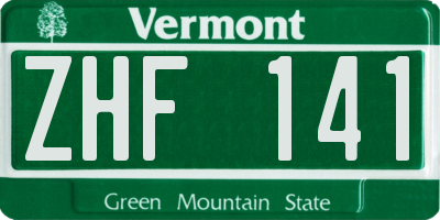 VT license plate ZHF141