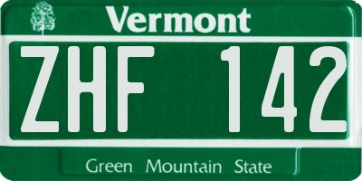 VT license plate ZHF142