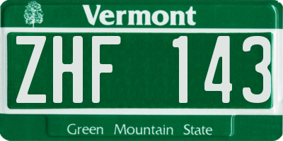 VT license plate ZHF143