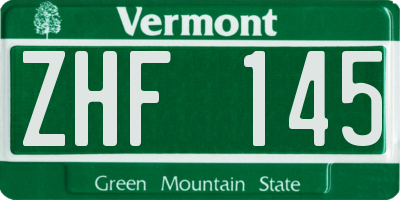 VT license plate ZHF145