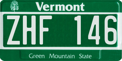 VT license plate ZHF146