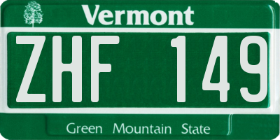 VT license plate ZHF149