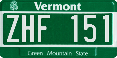 VT license plate ZHF151