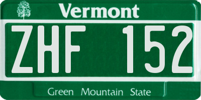VT license plate ZHF152
