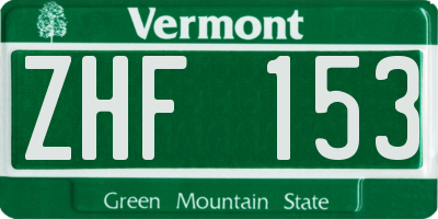 VT license plate ZHF153