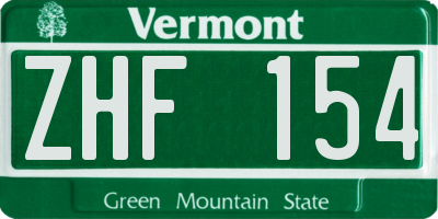 VT license plate ZHF154