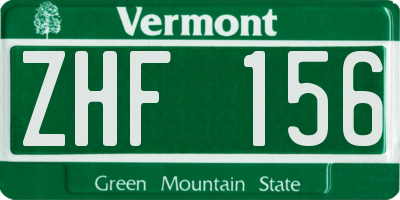 VT license plate ZHF156